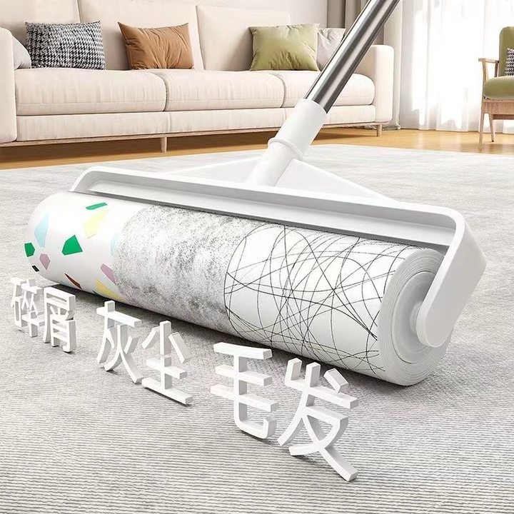 粘毛器滚筒大号加长家用长柄滚刷滚轮粘尘灰吸头发地板沾粘毛神器